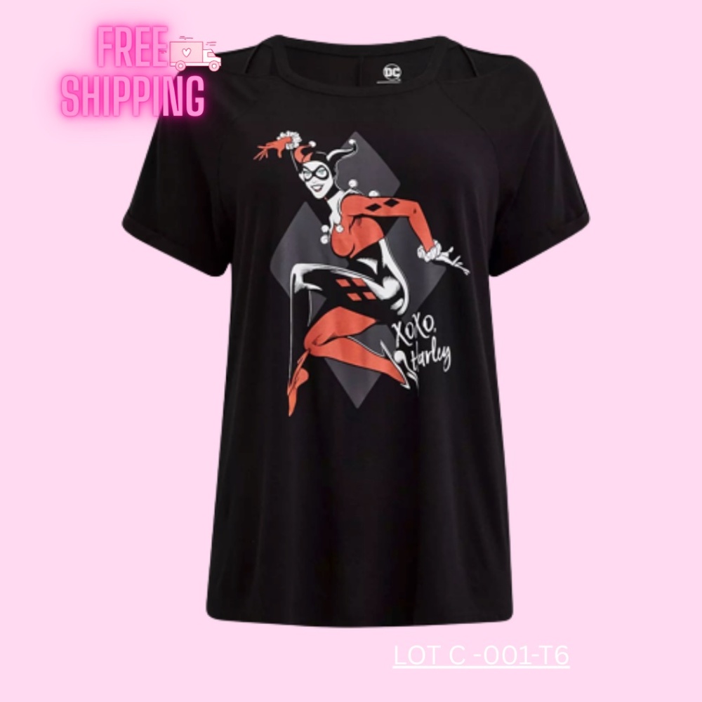 Torrid Warner Bros. Harley Quinn Cold-Shoulder Top – Black – Size 6
